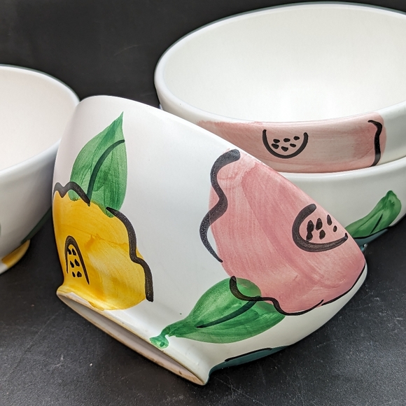 4 Pier 1 Floral Multi Color Cereal /Soup Bowls Made in Portugal - Picture 7 of 9